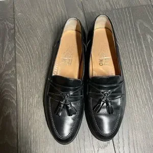 Salvatore Ferragamo Tassle Loafers Size 8 SALVATORE FERRAGAMO Size 8 Black Leather Calf Hair Tassels  main image 3